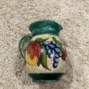 Hand-Painted Ceramic Pitcher with Fruit Design